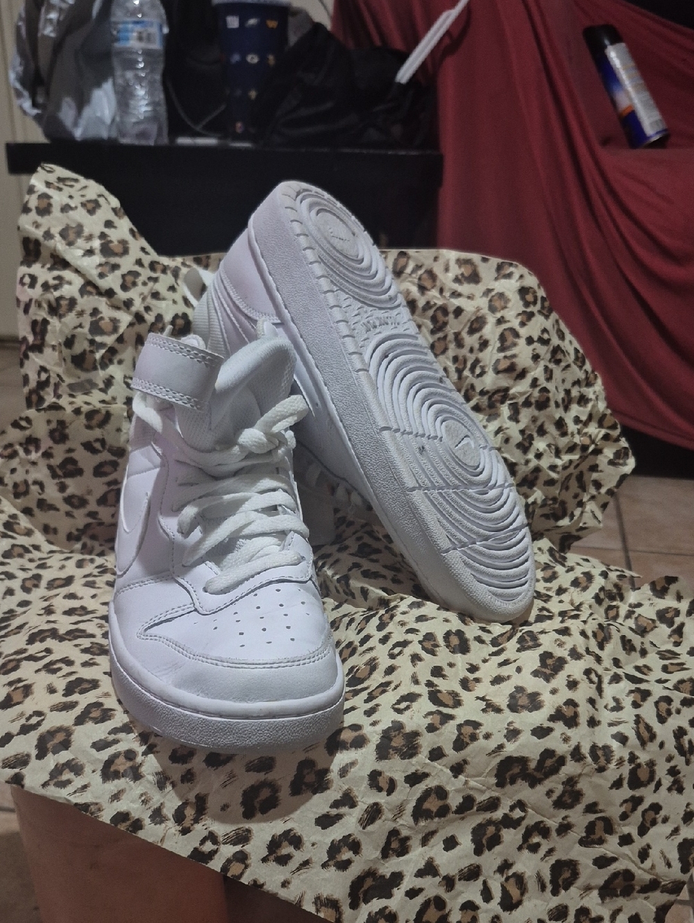 Kids White High-Top Sneakers with Strap